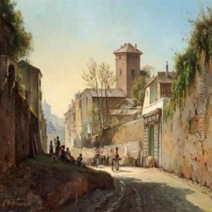 Roman Street Scene by Carl Frederick Aagaard