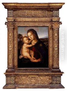 The Madonna And Child Before A Landscape