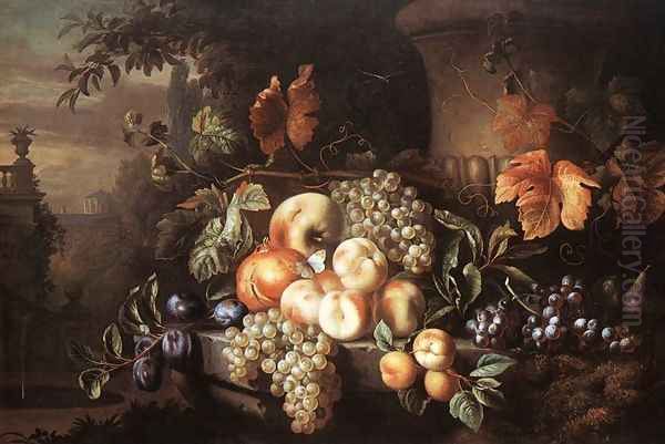 Fruit-piece with Stone Vase (Gyumolcscsendelet kovazaval) - view 1