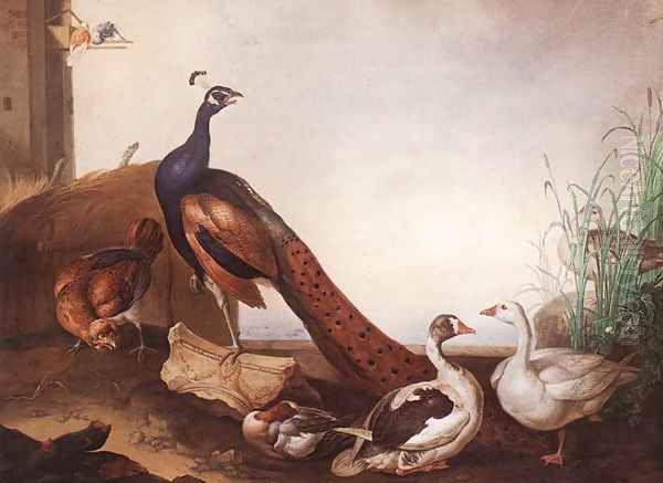Peacock with Geese and Hen - view 1