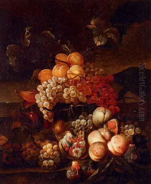 Still Life Of Grapes, Peaches, And Figs With A Landscape Beyond - view 1