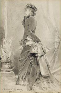 Portrait De Sarah Bernhardt En Tenue De Ville by Louise Abbema