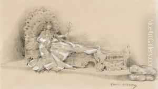 Sarah Bernhardt Dans 'la
Princesse Lointaine' D'edmond Rostand,portant Les Bijoux De Lalique - view 1