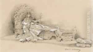 Sarah Bernhardt Dans 'la
Princesse Lointaine' D'edmond Rostand,portant Les Bijoux De Lalique by Louise Abbema