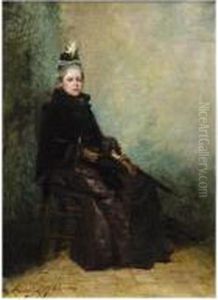 Portrait De Femme En Manteau Avec Un Parapluie