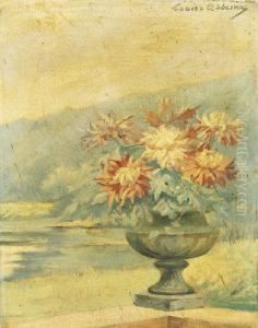 Bouquet De Dalhias Devant Un Paysage