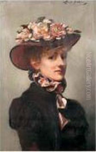 Portrait De Jeune Femme Au Chapeau Fleuri - view 1