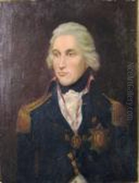 'portrait Of Vice Admiral Horatio Lord Nelson' Oil Oncanvas, 39cm X 51cm, Framed - view 1