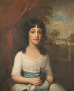 A Portrait Of A Young Girl Holding A Pigeon by Lemuel-Francis Abbott