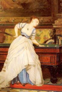An Elegant Billiard Player by Charles Edouard Boutibonne