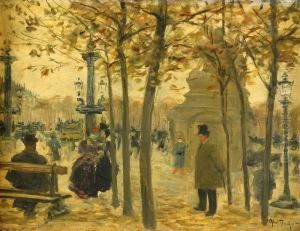 Parisiskt Parkmotiv Med Figurer. by Louis Abel-Truchet