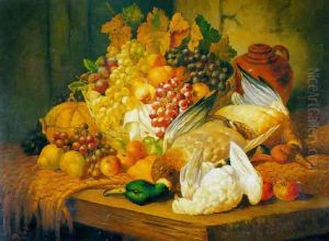 Still life with fruit and fowl by Charles Thomas Bale