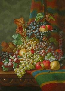 Still Life with Grapes on a Ledge by Charles Thomas Bale