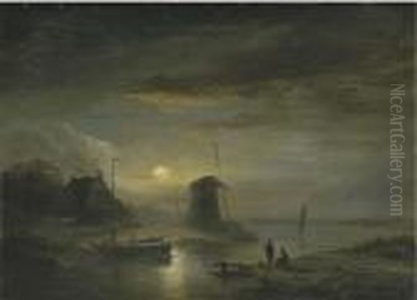 A Moonlit River Landscape - view 1
