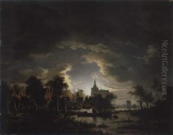 Flusslandschaft Bei Mondlicht - view 1