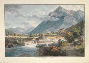 Vue Du Chateaude Wimmis Et Des Environs by Johann Ludwig Aberli