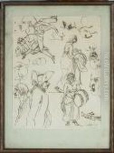 Sheet From A Sketch Book With Men Studies by Nicolas-Abraham Abilgaard