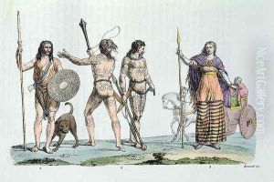 Celtic people at the time of Julius Caesar, illustration from 'Le Costume Ancien ou Moderne' 1820 by G. Bramati