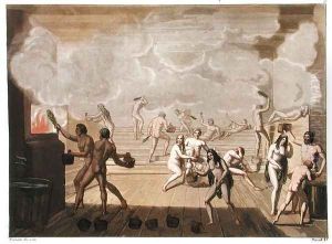 A communal sauna, plate 21 from 'Le Costume Ancien et Moderne' by G. Bramati