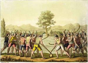 Indians playing Ciueca, Chile, from 'Le Costume Ancien et Moderne', by G. Bramati