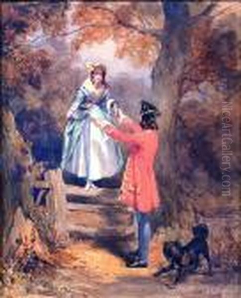 Courtship Scene With Attendant Dog - view 1