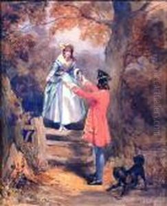 Courtship Scene With Attendant Dog by John Absolon