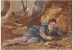 A Boy Resting; Lovers Conversing With A Traveller