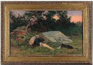 The Love Letter, Signed And
Dated L.l.: John Absolon 1862, Watercolour, 50 By 80 Cm.; 19n By 31iin by John Absolon