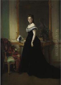 Portrait Of A Lady In A Black Velvet Dress by Eugene Accard