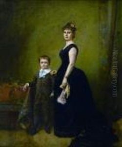 Portrait D'une Elegante Et De Son Fils by Eugene Accard
