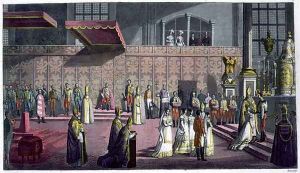 The Primate of Hungary crowning the Queen in the Collegiate Church, Westprim, Hungary by G. Bramati
