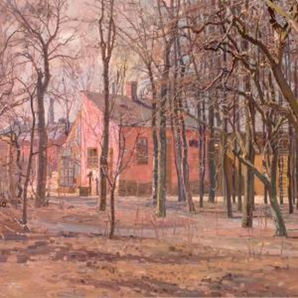 Red Houses Behind Trees (the Artist's Studio?) by Georg Nicolaj Achen
