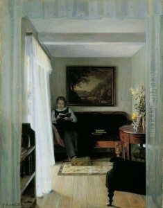 Interieur Mit Lesender Frau by Georg Nicolaj Achen