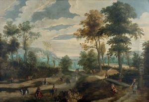 Voyageurs Et Convoi Dans Un Paysage