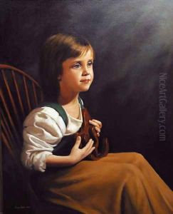 Girl with a Hobbyhorse by Hendrikus van den Sande Bakhuyzen