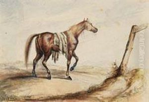 Verharrendes Pferd An Einer Weggabelung by Adam Albrecht