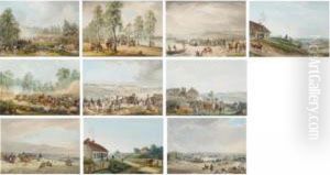 A Set Of Ten Watercolours Depicting Scens From The Russian Campaign Of 1812 by Adam Albrecht