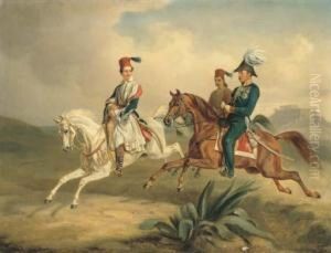 King Otto Of Greece On Horseback With The Parthenon Beyond by Adam Albrecht