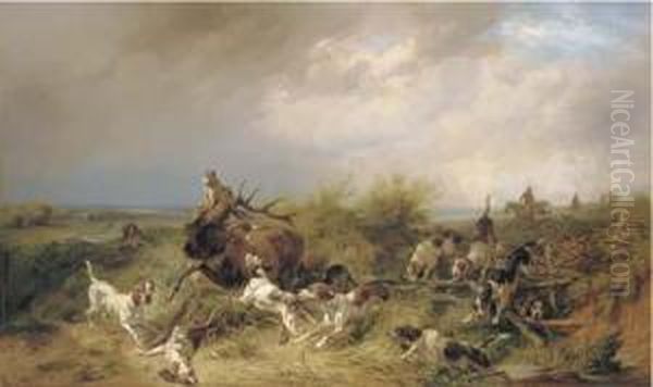 A Stag Hunt In A Coastal Landscape - view 1