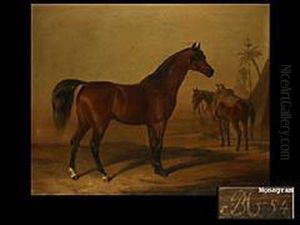 Arabische Pferde In Der Wuste by Benno Adam