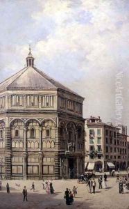 A View of the Baptistry in Florence by Antonietta Brandeis