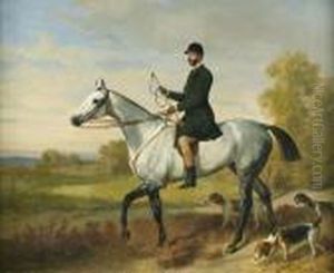 Un Cavalier Se Promenant Avec Ses Chiens Un Cavalier Se Promenant Avec Ses Chiens