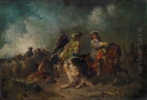 Militarische Szene Aus Der Zeit Des Spanischenerbfolgekrieges by Eugen Adam