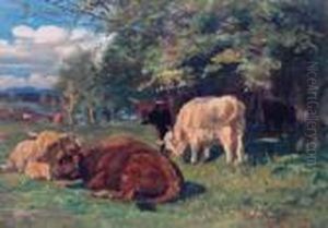 Highland Cattle Resting by Joseph Denovan Adam