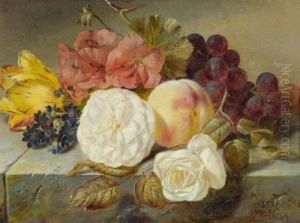 Stilleben Mit Blumen Und Fruchten. by Joseph Denovan Adam