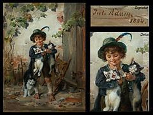Junge Mit Drei Katzen - view 1