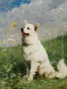 Portrait Of A German Spitz by Julius Adam