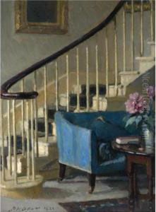 Interior With A Blue Sofa by Patrick William Adam