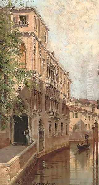 A gondolier on a Venetian backwater - view 1
