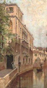 A gondolier on a Venetian backwater by Antonietta Brandeis